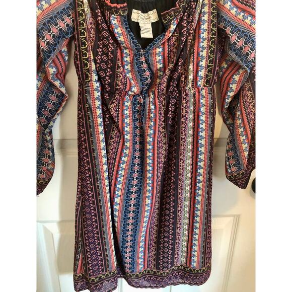 Flying Tomato Off Shoulder Tribal Boho Print Mini Dress Multicolor - Size Small - Picture 6 of 8